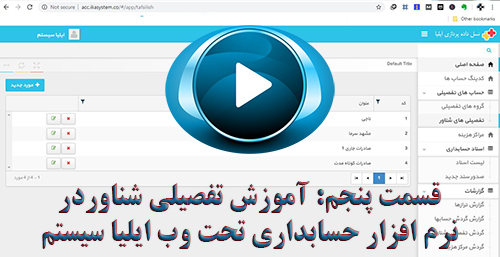 قسمت پنجم ویدیوی آموزشی نرم افزار حسابداری تحت وب آموزش تفصیلی های شناور 