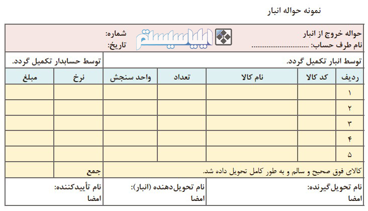 فرم حواله انبار